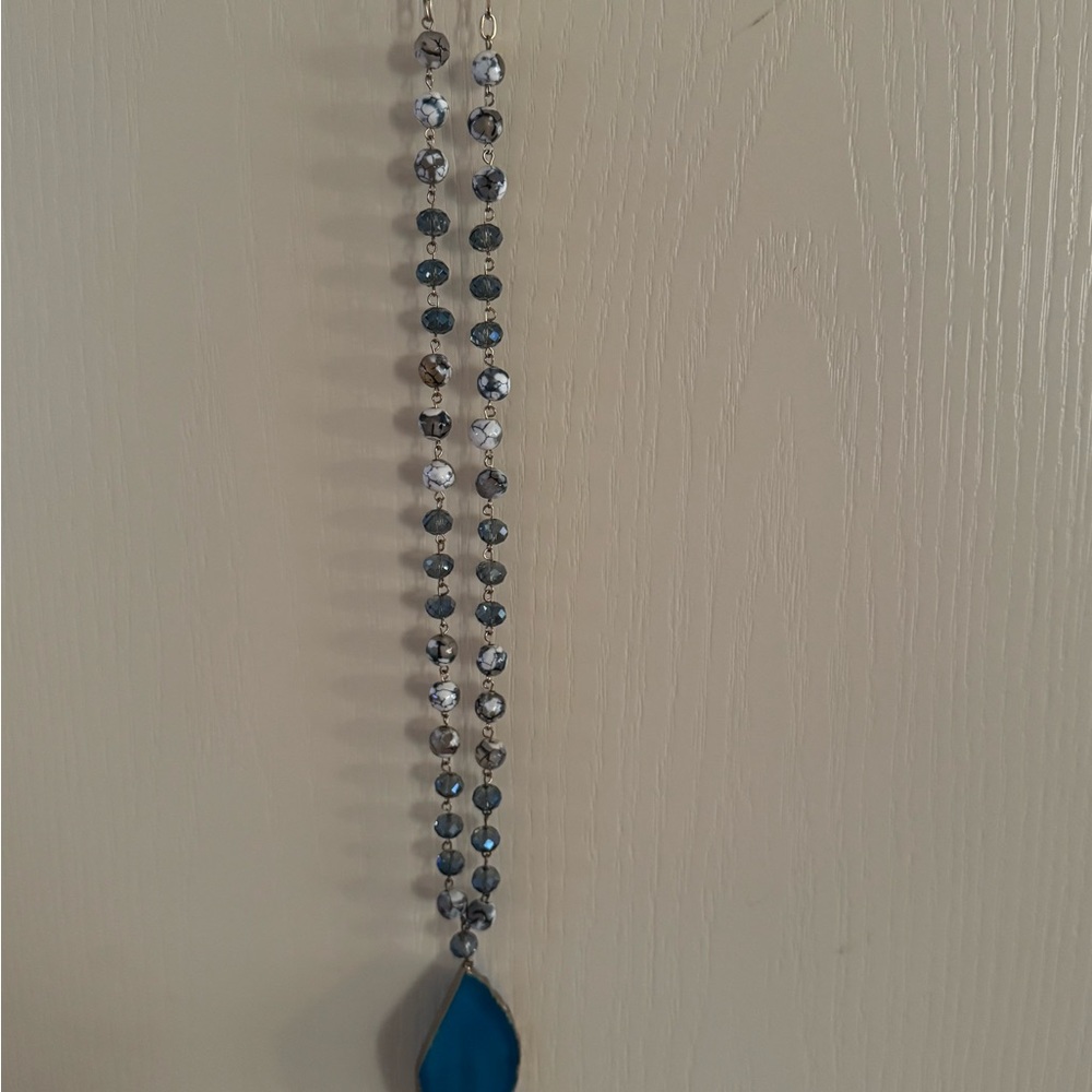 Blue and White Beaded Necklace